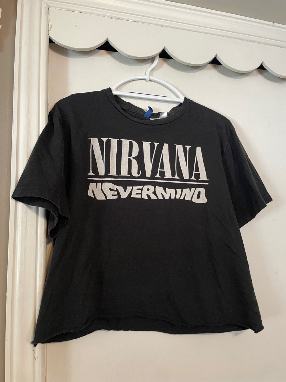 NIRVANA Black Tee with White NEVERMIND Logo